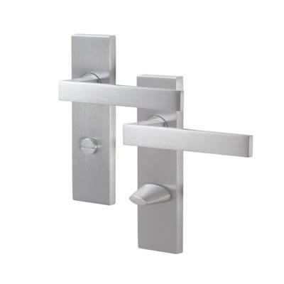 Marcus Satin Chrome Bathroom Door Handles - Delta Range - 157 x 43mm