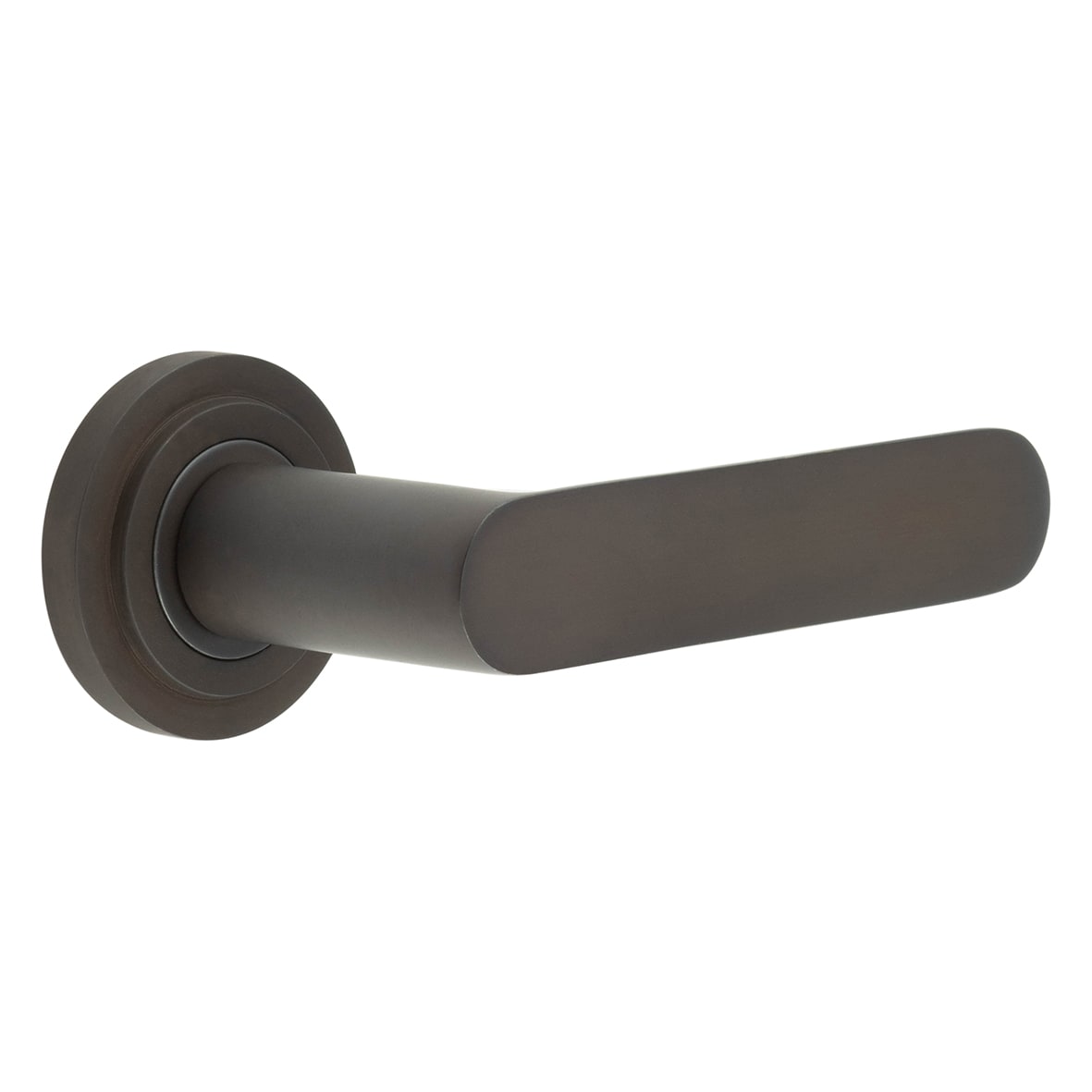 Dark Bronze Fire Rated Door Handles on Round Stepped Rose - Kensington Range