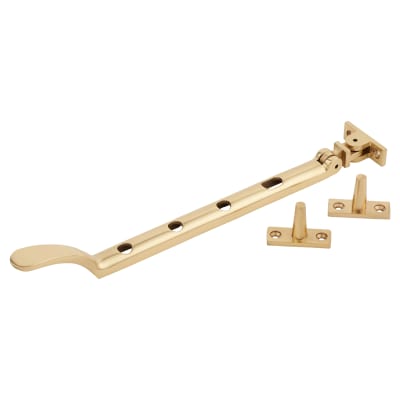 Victorian Casement Window Stay - 10"/250mm Length - Polished Brass