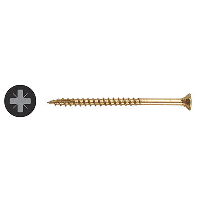 II Stick Fit PoziSquare Countersunk Wood Screws - 6.0 x 150mm - Yellow Zinc - Pack of 50