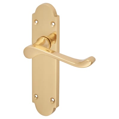 Polished Brass Victorian Summer Scroll Latch Door Handles - 168 x 40mm