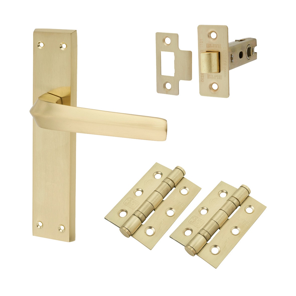 Satin Brass Latch Door Handles Pack - Norley Range