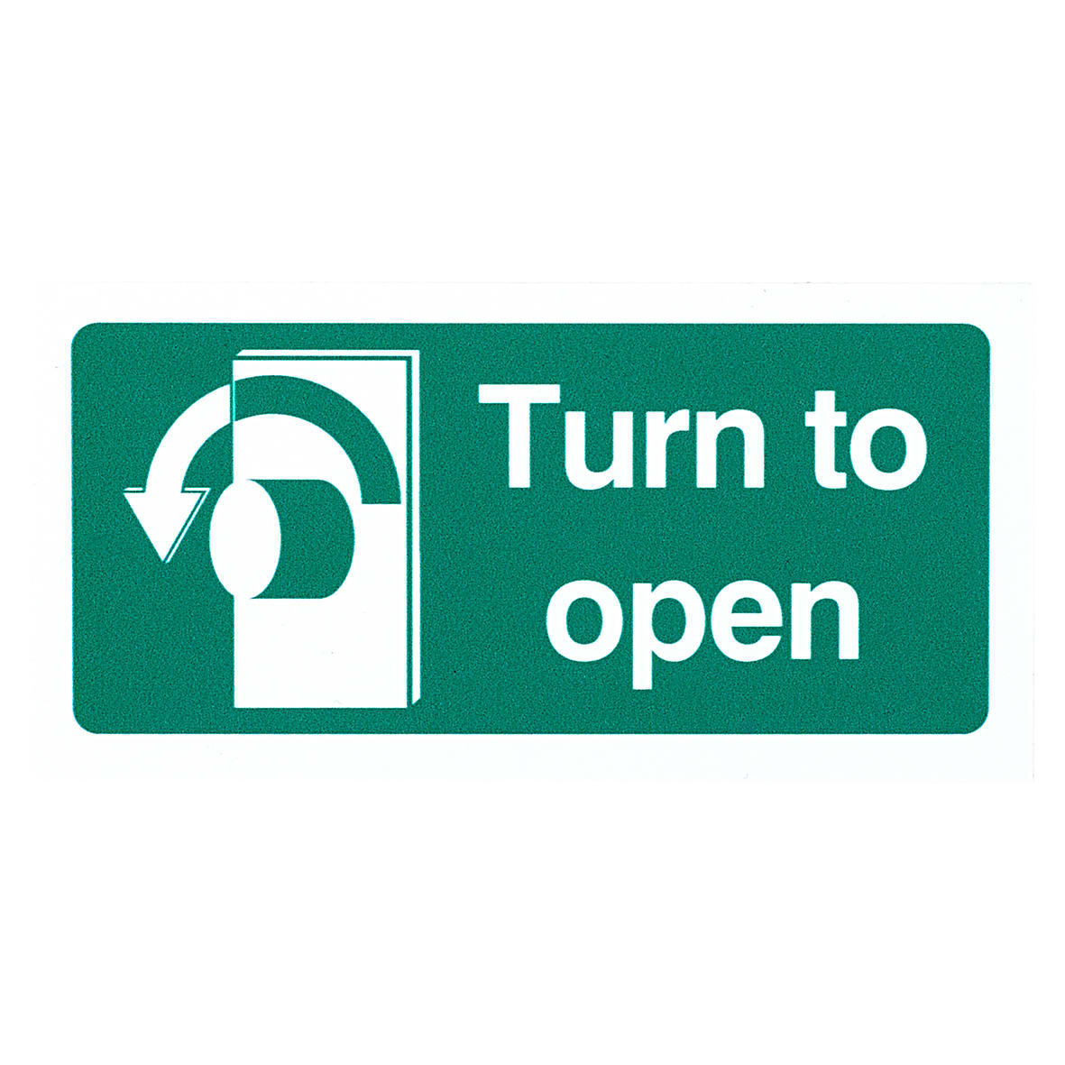 Turn to Open Anti Clockwise Sign - 100 x 50mm - Rigid Plastic