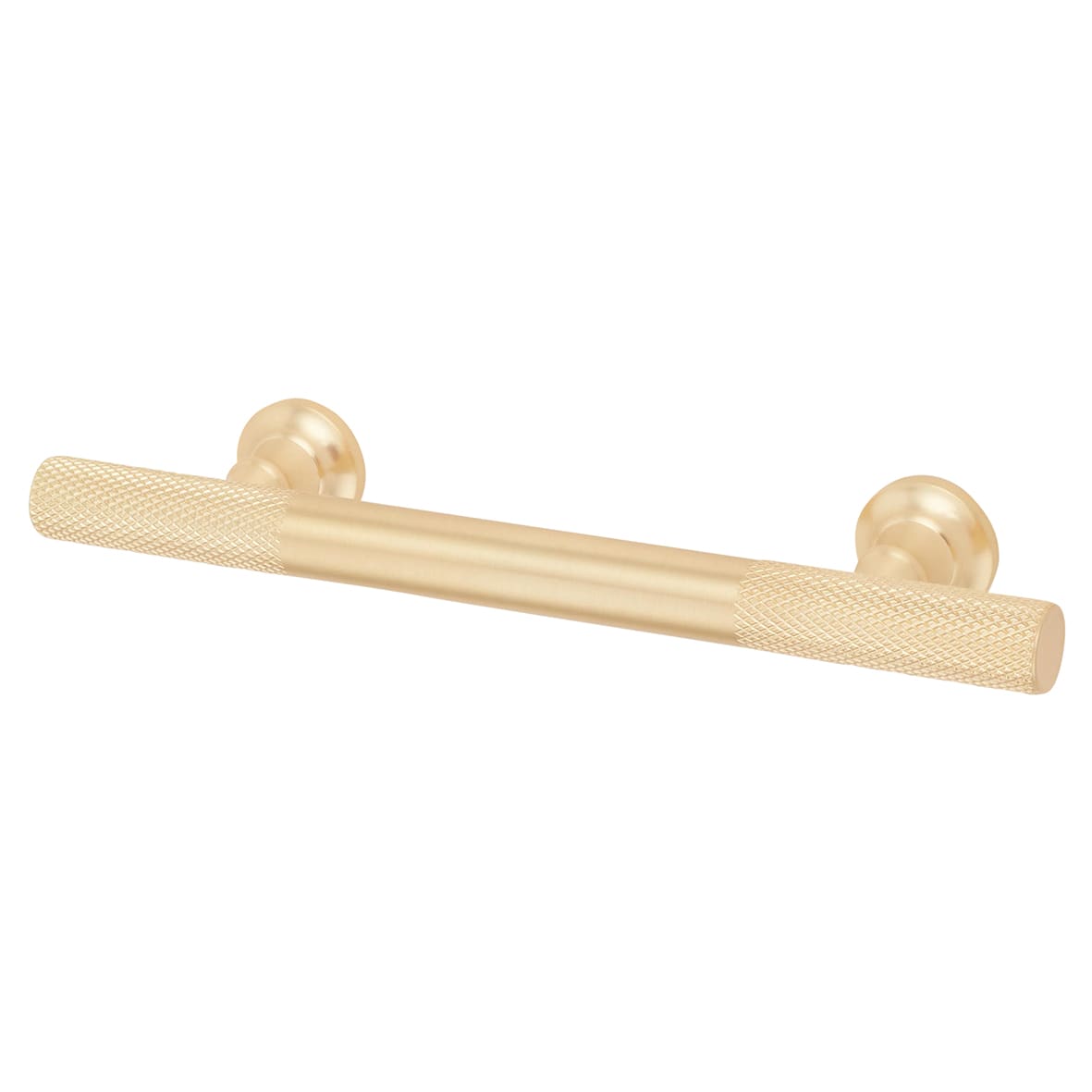 York 12mm Partially Knurled T-Bar Cabinet Pull Handle - 96mm Centres - Satin Brass