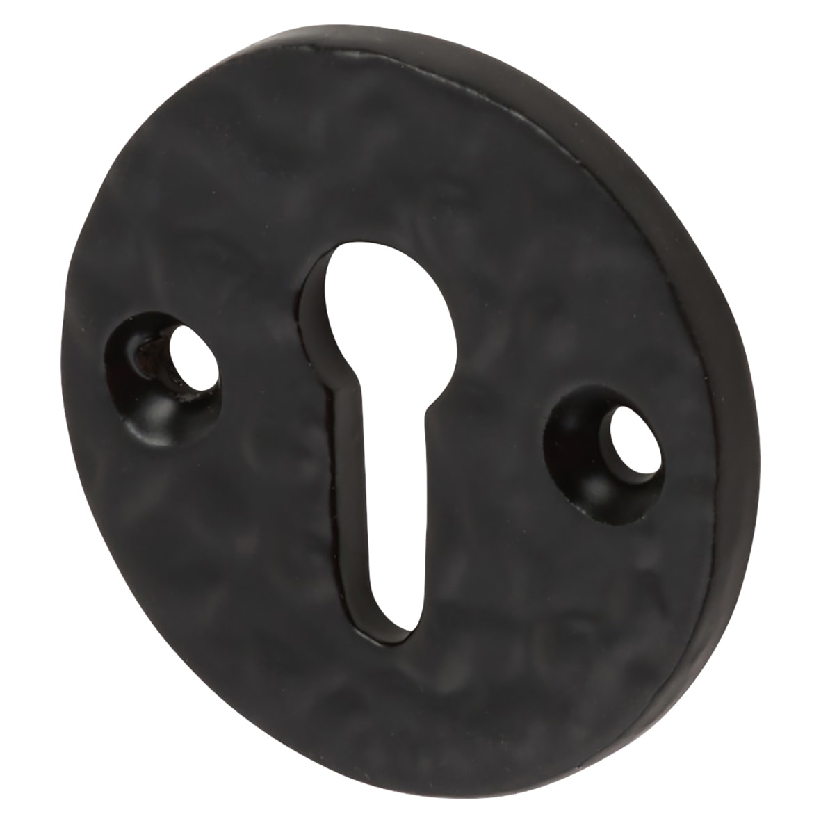 Traditional Round Escutcheon - 43mm Diameter - Keyhole - Antique Black Iron