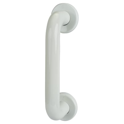 Diamond White Nylon D-Bar Door Pull Handle on Rose - Screw Fix - 300mm c/c