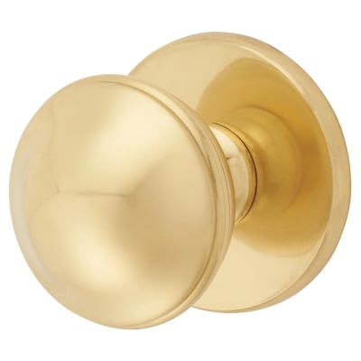 Polished Brass Round Centre Door Knob - 80mm Rose Diameter