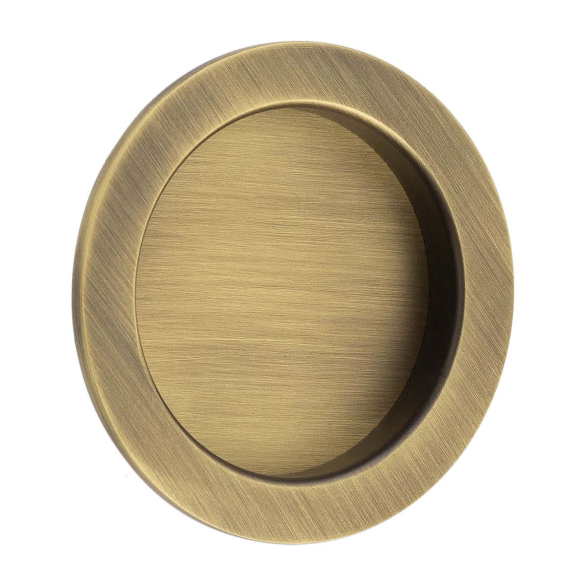 Round Flush Pull Handle - 75mm Diameter - Antique Brass