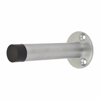 Round Base Projection Door Stop - 80mm Projection - Satin Chrome
