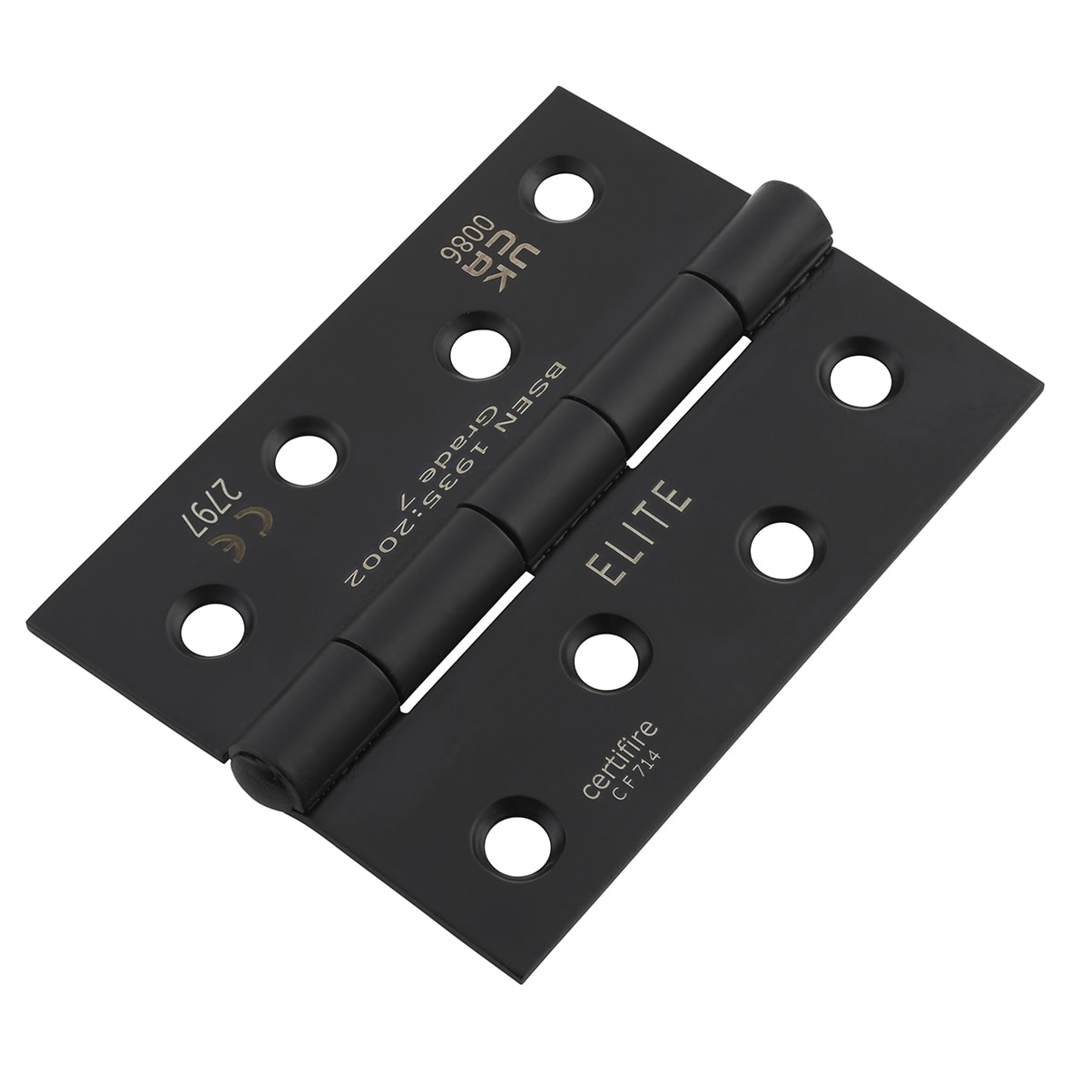 Steel Grade 7 Butt Fire Door Hinge - 100 x 76 x 2mm - Matt Black - Pair