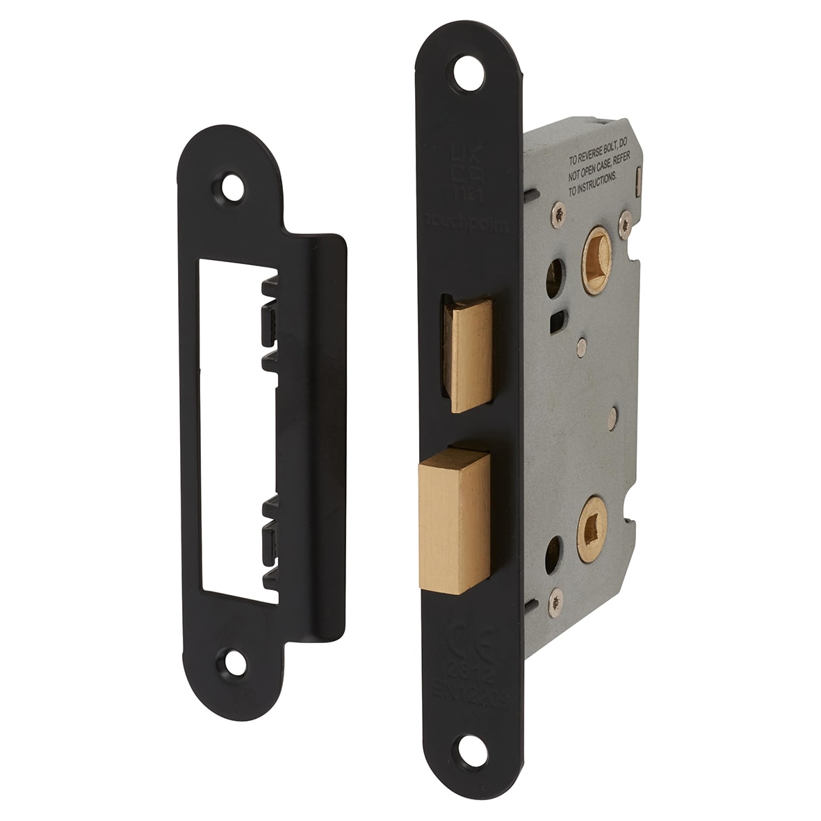 Contract Bolt Through Bathroom Lock - 65mm Case - 44mm Backset - Radius - Matt Black