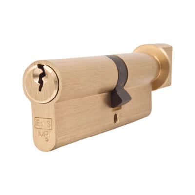 5 Pin 90mm Euro Thumbturn Cylinder - 40mm Turn + 50mm - Polished Brass - KTD