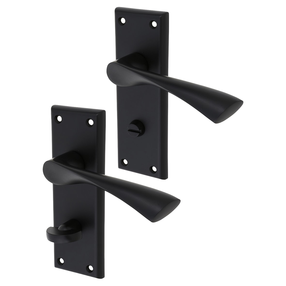 Brass Matt Black Bathroom Door Handles - Venti Range - 150 x 50mm