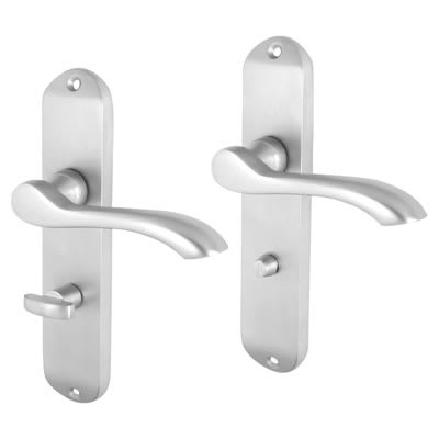 Satin Chrome Scroll Bathroom Door Handles - Ancona Range - 180 x 39mm
