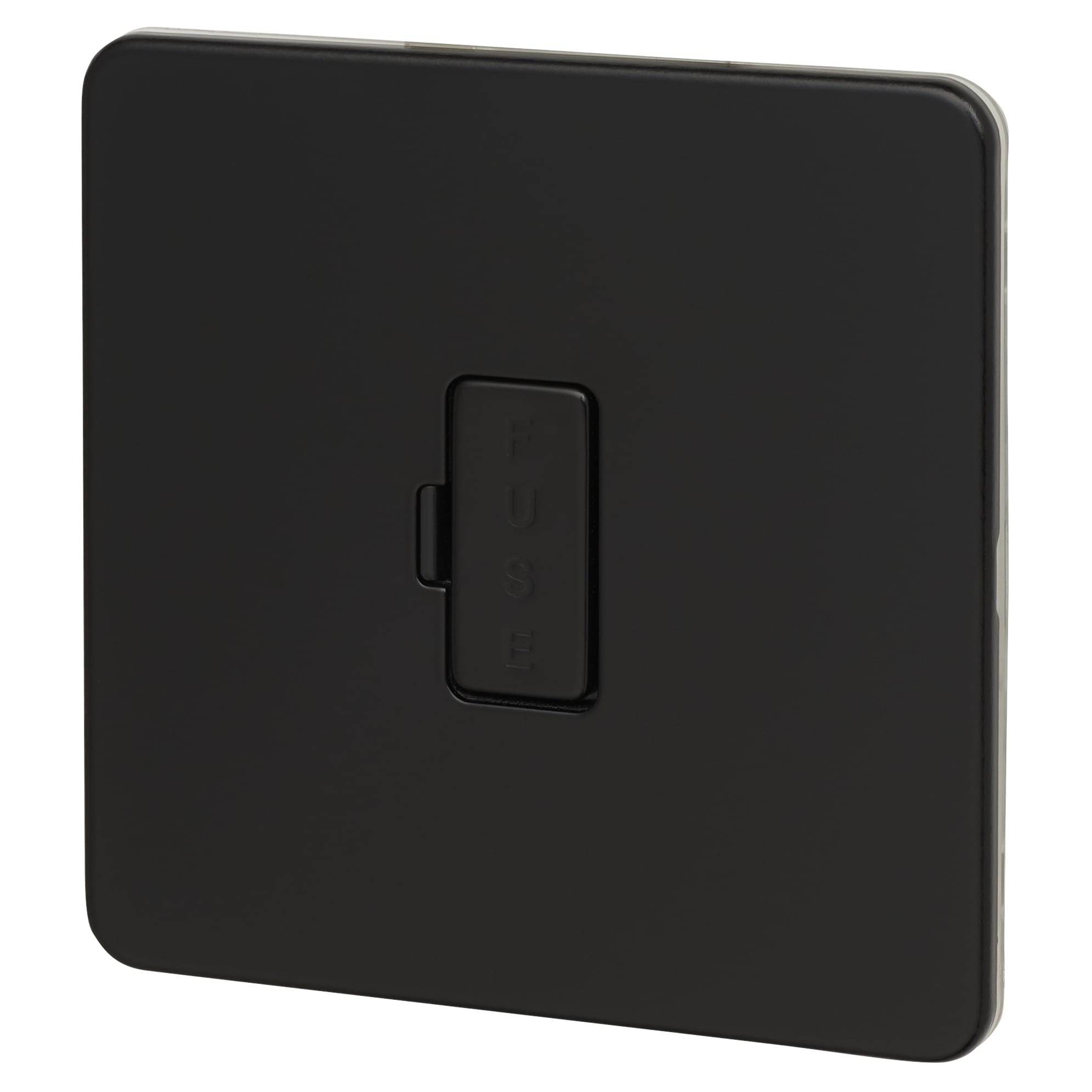 13A 1 Gang Screwless Flat Plate Unswitched Fused Spur - Matt Black