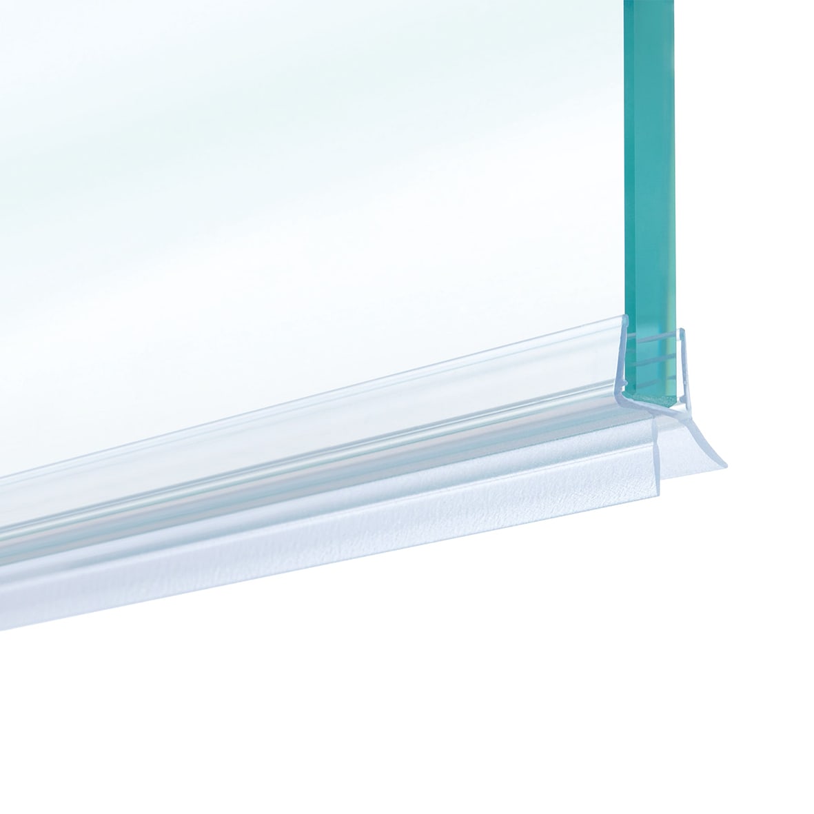Clear PVC Shower Seal - Bottom Wipe Seal with Deflector - Suits 10-12mm Glass