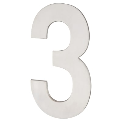 100mm Concealed Screw Fix Door Numeral - 3 - Polished Stainless Steel