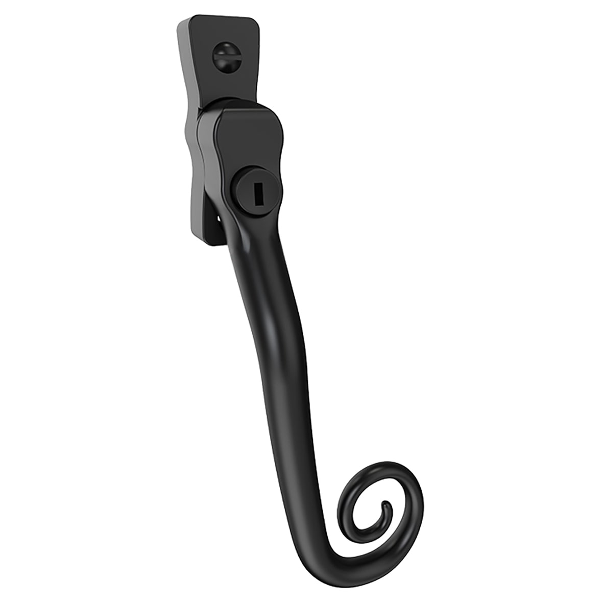 Heritage Monkey Tail Locking Espagnolette Casement Window Handle - Right Hand - Matt Black