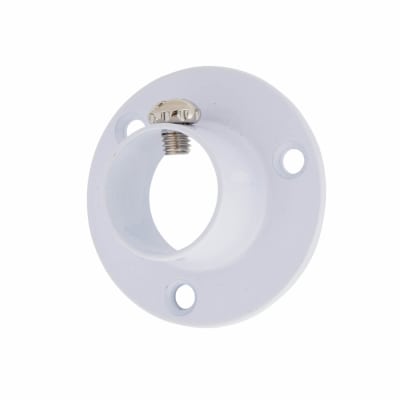 19mm Tube Hanging Rail End Socket with Locking Grub Screws - White - Pack of 2