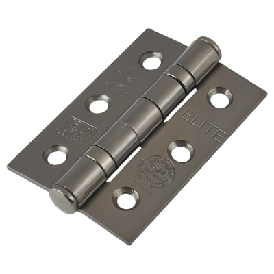 Twin Ball Bearing Grade 7 Butt Fire Door Hinge - 76 x 51 x 2mm - Black Nickel - Pair