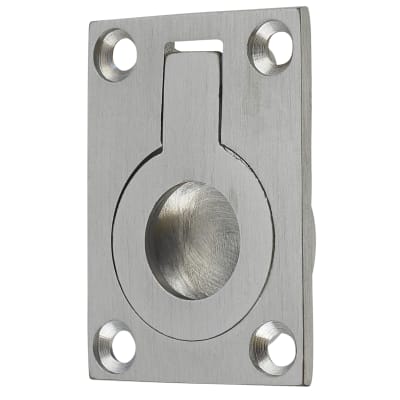 Rectangular Flush Ring Cabinet Pull Handle - 38 x 27mm - Satin Chrome