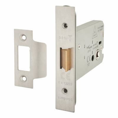 Heavy Duty Bolt Through Flat Latch - 107mm Case - 82mm Backset - Satin Stainless Steel