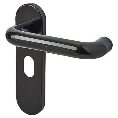 Ebony Black Nylon Steel Core Safety Oval Door Handles - 48.5mm c/c - Paris Range