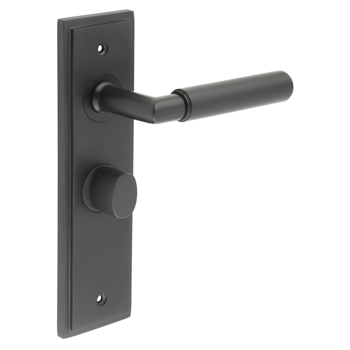 Black Fire Rated Bathroom Door Handles - Piccadilly - Inner 2 - 200 x 55mm