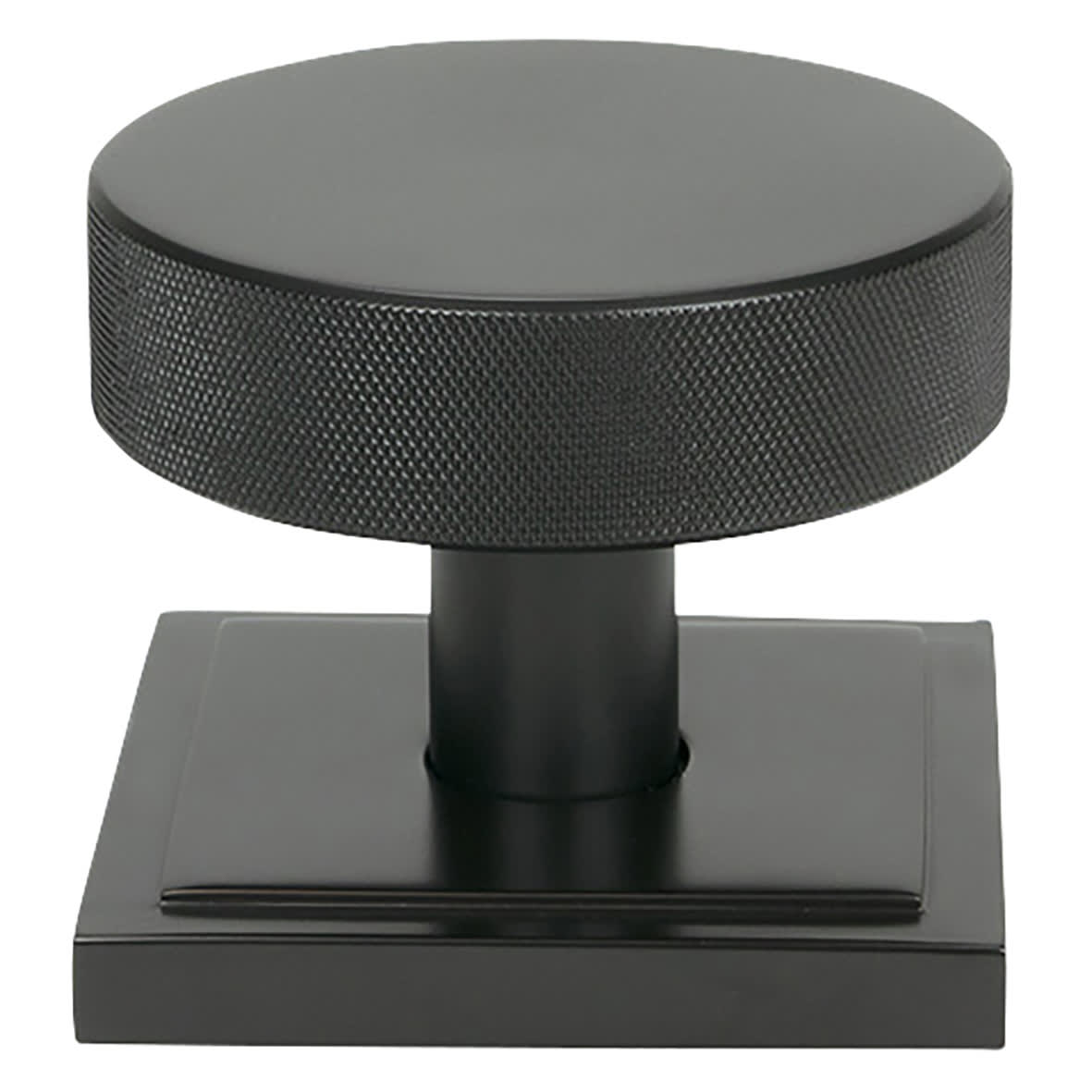 Brompton Aged Bronze Round Knurled Centre Door Knob on Square Rose - 90 x 90mm Rose