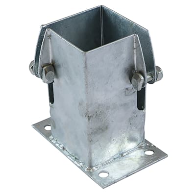 Flush Fit Bolt Down Fence Post Shoe - Bolt Secure - 75 x 75mm - Galvanised