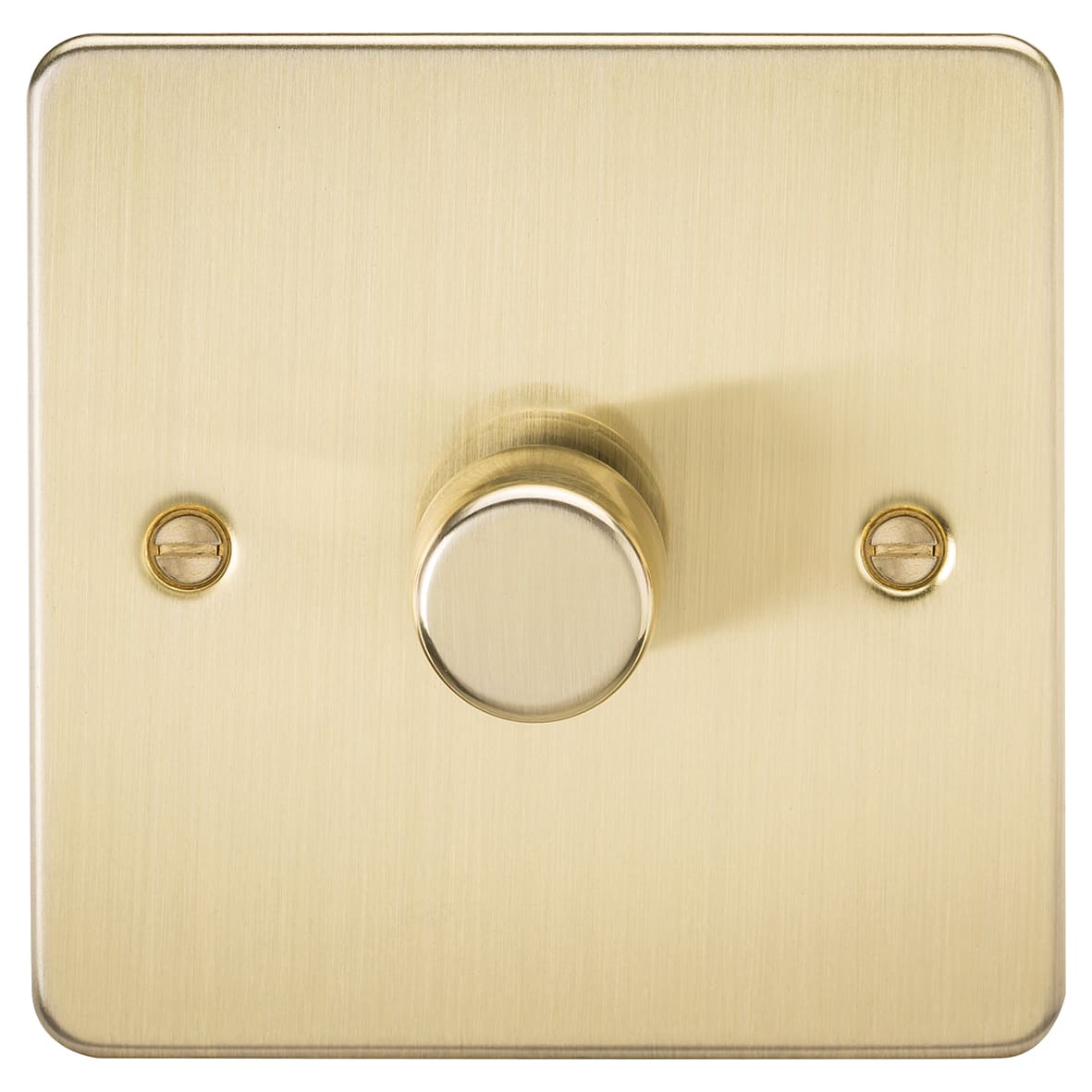 5-150W 1 Gang 2 Way Push On/Off Rotary Flat Intelligent LED Dimmer - Brushed Brass