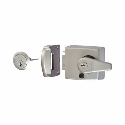 Double Locking Nightlatch - 60mm Backset - Satin Chrome Case/Cylinder