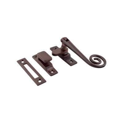 Open Curl Mortice & Hook Plate Casement Window Fastener - Reversible - Soft Antique Bronze