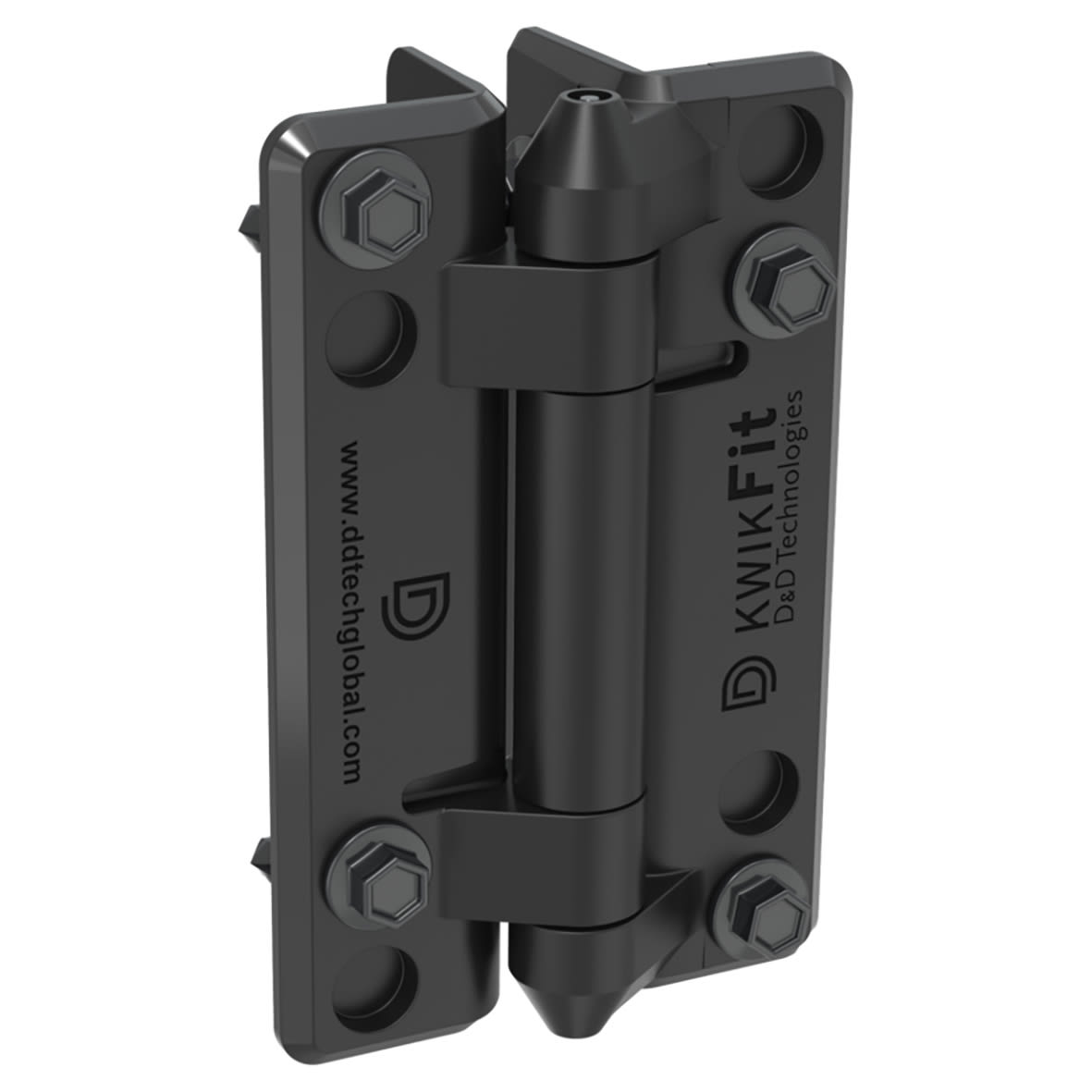 D&D Kwikfit Light Duty Nylon Gate Hinge - Plain - 110 x 70.3 x 34mm - Black - Pair