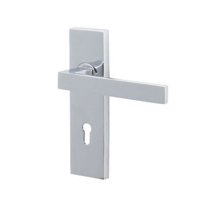 Marcus Polished Chrome Keyhole Lock Door Handles - Delta Range - 157 x 43mm