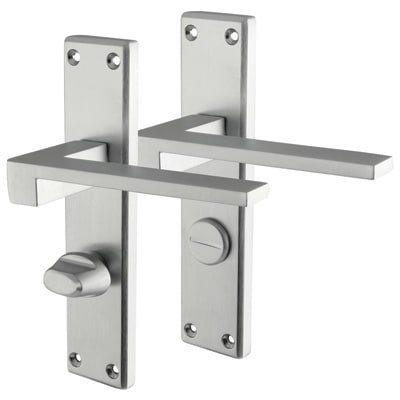 Brass Satin Chrome Bathroom Door Handles - Equi Range - 180 x 40mm