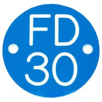 Fire Door Sign - Drilled - 50mm Diameter - Rigid Plastic - Blue