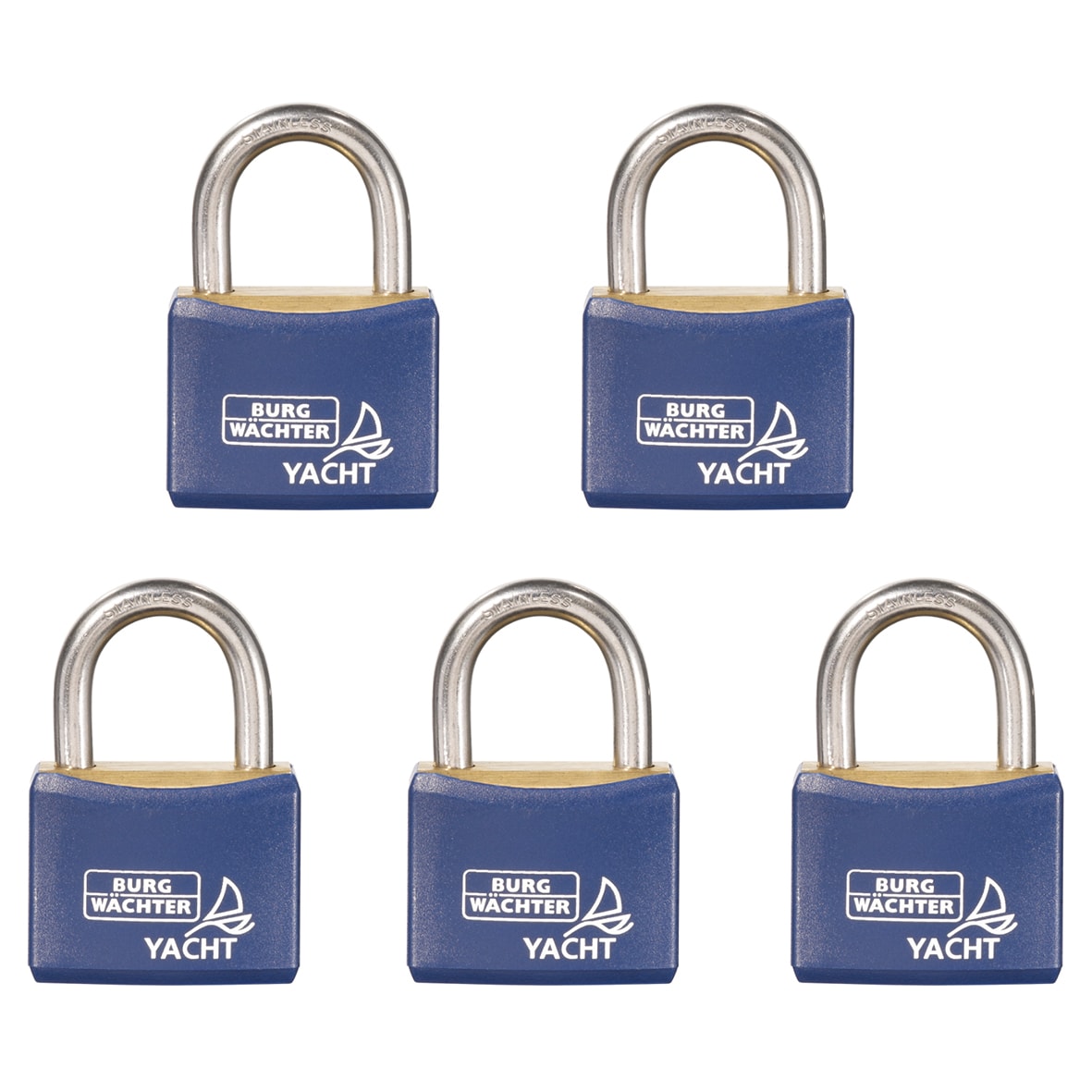 All Weather Yacht Padlock - 40mm Body - 22 x 23.5mm Shackle - Keyed Alike - Pack of 5