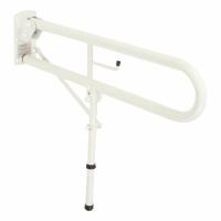 Hinged Support Grab Rail With Leg - 800 x 200mm - White