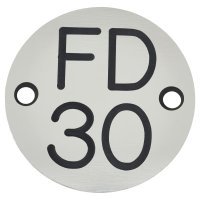 Fire Door Sign - Drilled - 50mm Diameter - Rigid Plastic - Silver