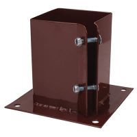 Fence Post Bolt Down Shoe - Twin Bolt - 75 x 75mm - Brown Powder Coated