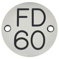 Fire Door Sign - Drilled - 50mm Diameter - Rigid Plastic - Silver