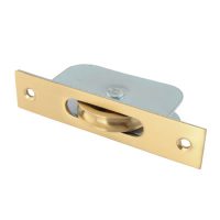 Square Axle Sash Window Pulley - 44mm Curved Metal Wheel - Satin Brass