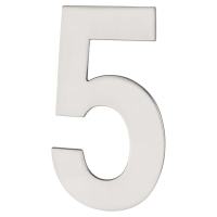 100mm Concealed Screw Fix Door Numeral - 5 - Polished Stainless Steel