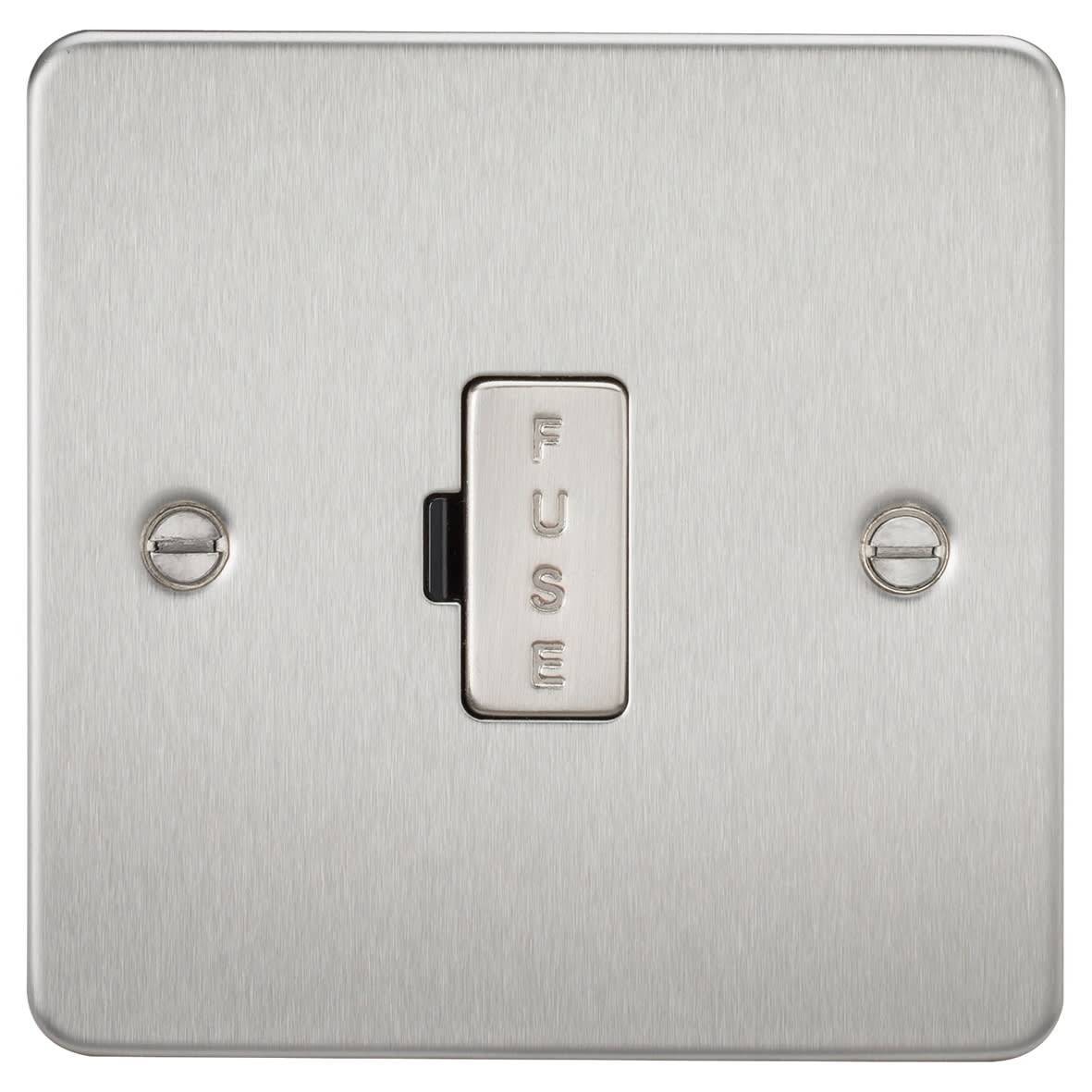 13A 1 Gang Flat Plate Unswitched Fused Spur - Brushed Chrome