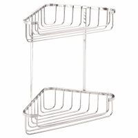 Wirework Medium Corner Shower Basket - Two Tier - 320 x 250 x 150mm - Mild Steel