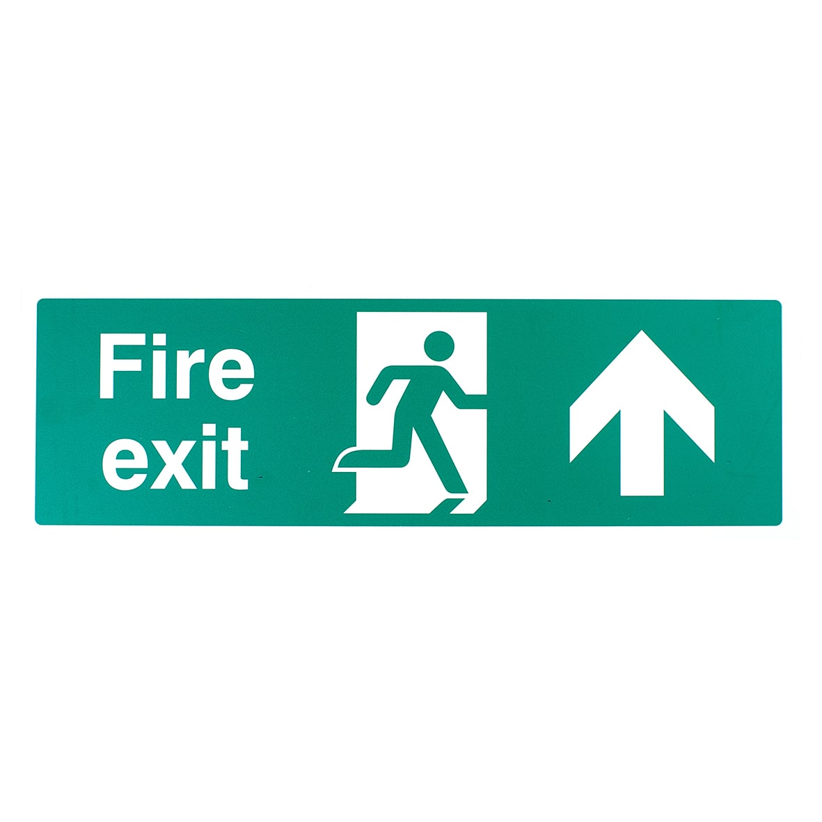Double Sided Fire Exit Up Arrow Sign - 450 x 150mm - Rigid Foam
