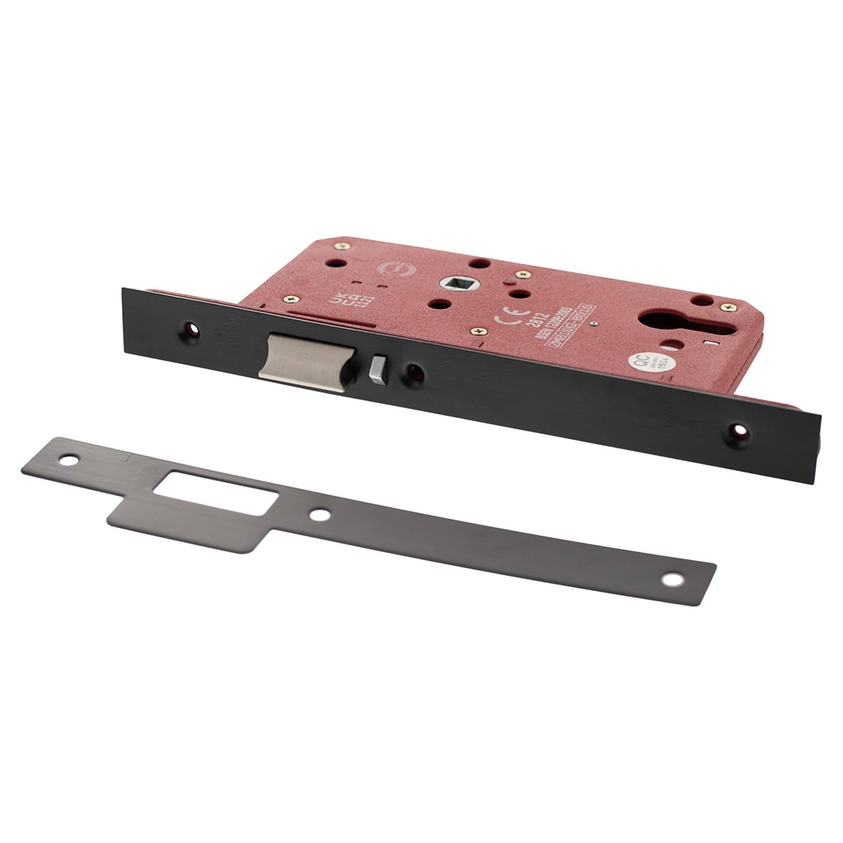 DIN Euro Mortice Nightlatch - 88mm Case - 60mm Backset - Matt Black