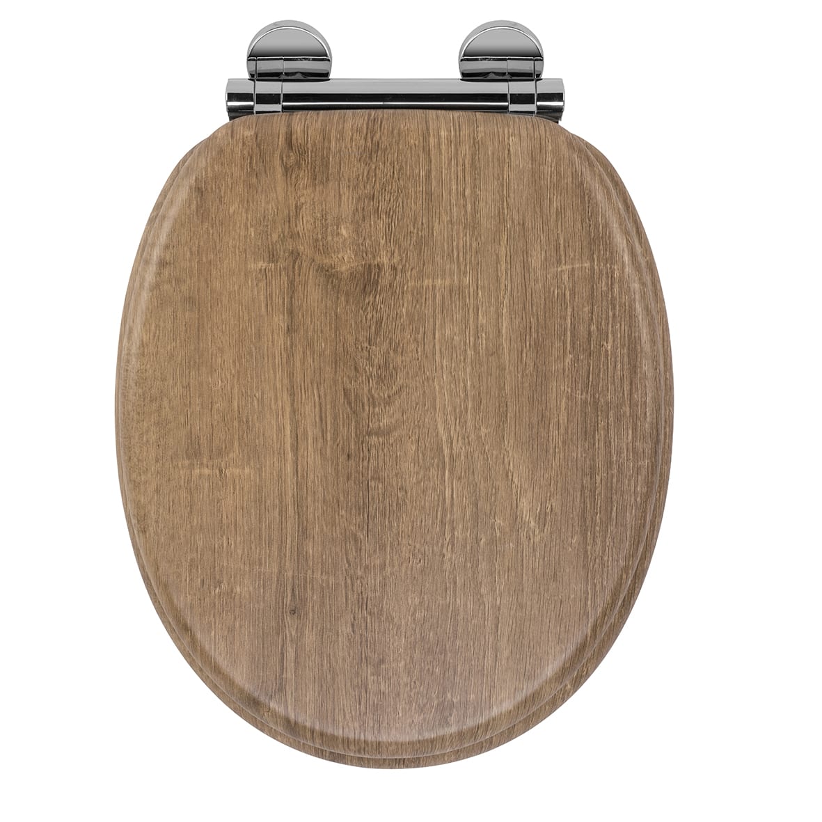 Ontario Flexi-Fix Soft Close Wooden Toilet Seat with Chrome Hinges - Teak