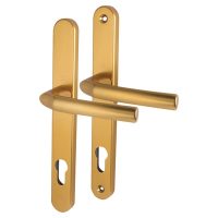 1117/3810N Gold uPVC Multipoint Door Handles - Long Plate - 92mm c/c - 70mm door - Birmingham Range